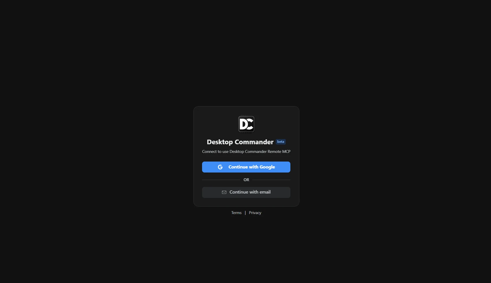 Remote Desktop Commander 登录页面